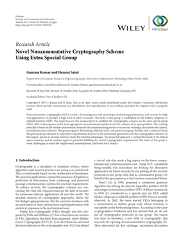 Novel Noncommutative Cryptography Scheme Using Extra Special Group