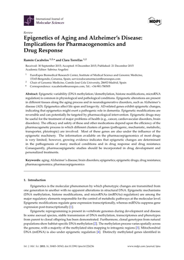 Epigenetics of Aging and Alzheimer's Disease