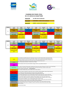 Planning Des Tours D'eau Du 29 Juin Au 12 Juillet 2020