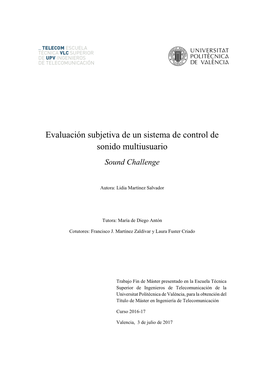 Evaluación Subjetiva De Un Sistema De Control De Sonido Multiusuario Sound Challenge