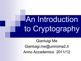 An Introduction to Cryptography