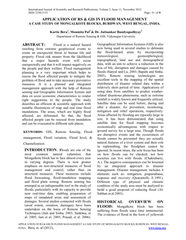 Application of Rs & Gis in Flood Management Abstract