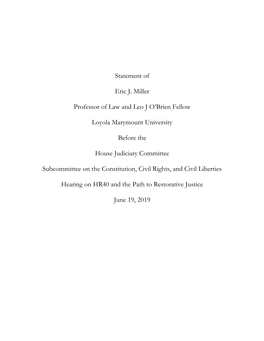 Opponents of African American Reparations Point To: (1) the Statute Of