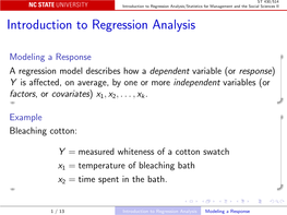 Introduction to Regression Analysis/Statistics for Management and the Social Sciences II Introduction to Regression Analysis