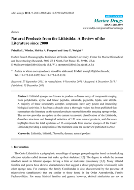Natural Products from the Lithistida: a Review of the Literature Since 2000