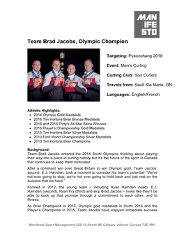 Team Brad Jacobs, Olympic Champion