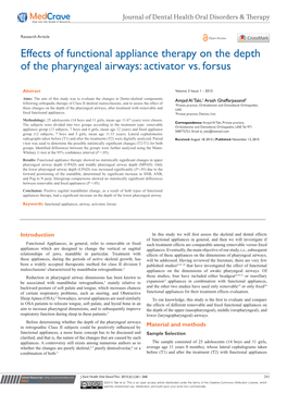 Effects of Functional Appliance Therapy on the Depth of the Pharyngeal Airways: Activator Vs