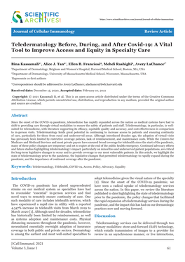 Teledermatology Before, During, and After Covid-19: a Vital Tool to Improve Access and Equity in Specialty Care