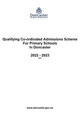 Qualifying Co-Ordinated Admissions Scheme for Primary Schools in Doncaster