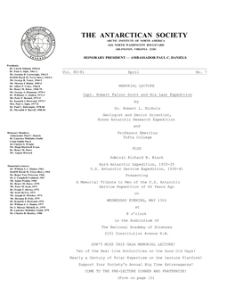 The Antarctican Society Arctic Institute of North America 3426 North Washington Boulevard Arlington, Virginia 22201