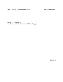 Motorola Mobility,Inc. Fcc Id: Ihdp56md2