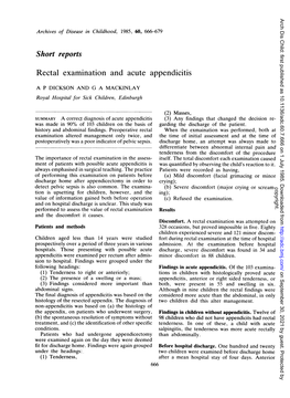 Rectal Examination and Acute Appendicitis