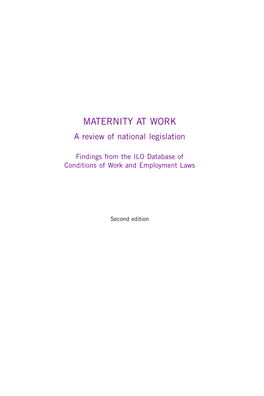 MATERNITY at WORK a Review of National Legislation