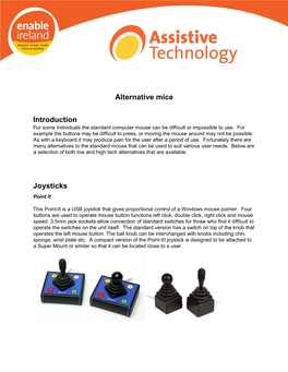 Alternative Mice Introduction Joysticks