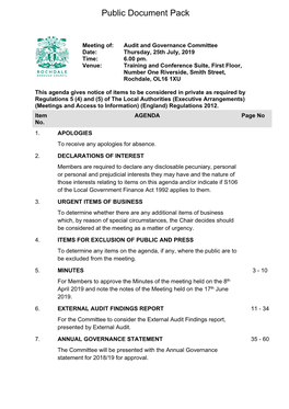 (Public Pack)Agenda Document for Audit and Governance Committee