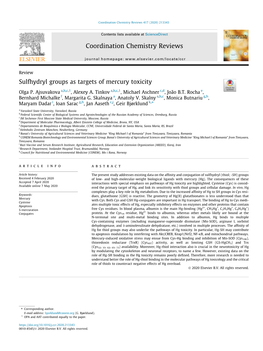 Sulfhydryl Groups As Targets of Mercury Toxicity