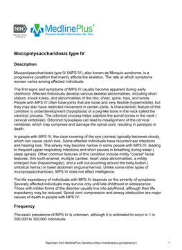 Mucopolysaccharidosis Type IV