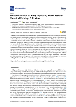 Microfabrication of X-Ray Optics by Metal Assisted Chemical Etching: a Review
