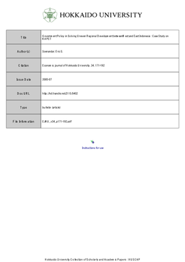 Government Policy in Solving Uneven Regional Development Betweenwest and East Indonesia : Case Study on Title KAPET