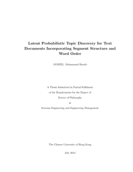 Latent Probabilistic Topic Discovery for Text Documents Incorporating Segment Structure and Word Order