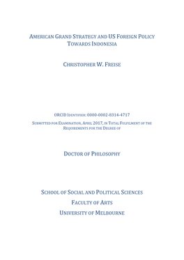 American Grand Strategy and Us Foreign Policy Towards Indonesia