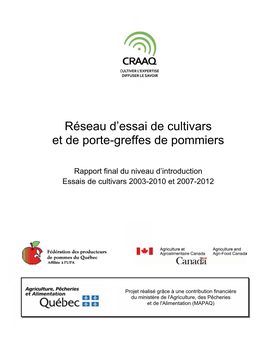 Réseau D'essai De Cultivars Et De Porte-Greffes De Pommiers