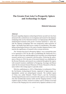 The Greater East Asia Co-Prosperity Sphere and Archaeology in Japan