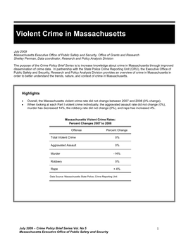 Violent Crime in Massachusetts
