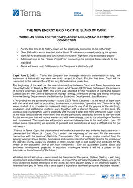 The New Energy Grid for the Island of Capri