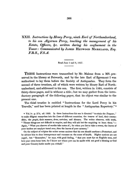 XXII. Instructions by Henry Percy, Ninth Earl of Northumberland, to His Son Algernon Percy, Touching the Management of His Estate, Officers, 8Fc