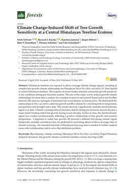 Climate Change-Induced Shift of Tree Growth Sensitivity at a Central Himalayan Treeline Ecotone