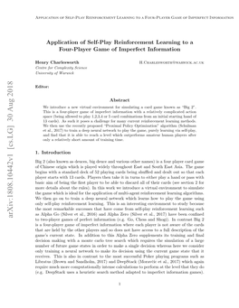 Application of Self-Play Reinforcement Learning to a Four-Player Game of Imperfect Information