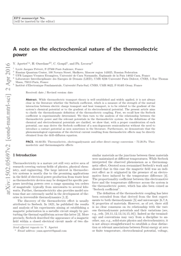 A Note on the Electrochemical Nature of the Thermoelectric Power