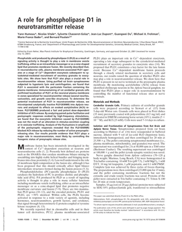 A Role for Phospholipase D1 in Neurotransmitter Release