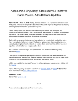 Ashes of the Singularity: Escalation V2.8 Improves ​ Game Visuals, Adds Balance Updates