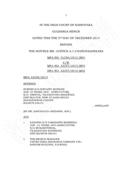 In the High Court of Karnataka Gulbarga Bench Dated This the 5Th Day of December 2014 Before the Hon'ble Mr. Justice A.V.Chand