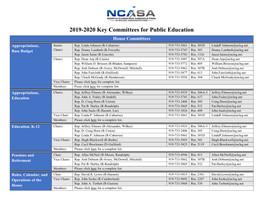 2019-2020 Key Committees for Public Education House Committees Appropriations, Senior Rep