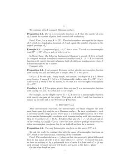 1. . We Continue with X Compact Riemann Surface . Proposition 1.1