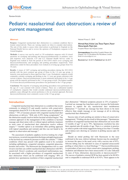 Pediatric Nasolacrimal Duct Obstruction: a Review of Current Management