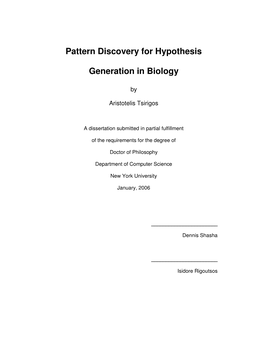 Pattern Discovery for Hypothesis Generation in Biology