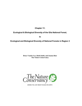 Chapter 11: Ecolocial and Biological Diversity of the Gila National Forest