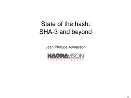 State of the Hash: SHA-3 and Beyond