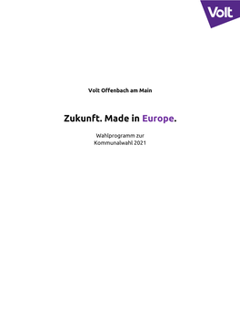 Zukunft. Made in Europe