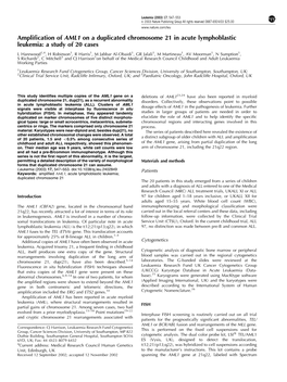 Amplification of AML1 on a Duplicated Chromosome 21 in Acute