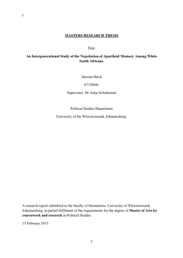 L MASTERS RESEARCH THESIS Title