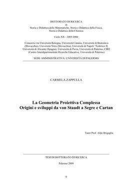 La Geometria Proiettiva Complessa Origini E Sviluppi Da Von Staudt a Segre E Cartan