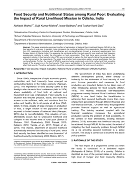 Food Security and Nutritional Status Among Rural Poor: Evaluating the Impact of Rural Livelihood Mission in Odisha, India