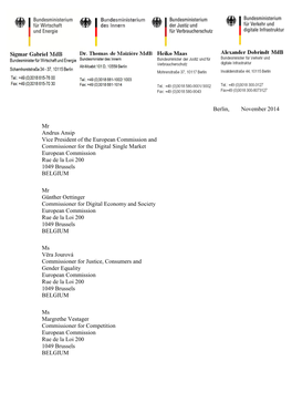 Mr Andrus Ansip Vice President of the European Commission and Commissioner for the Digital Single Market European Commission Rue De La Loi 200 1049 Brussels BELGIUM