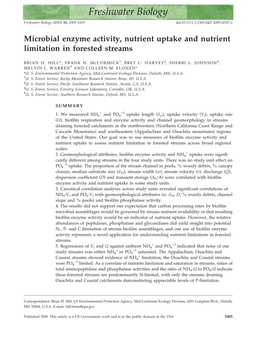 Microbial Enzyme Activity, Nutrient Uptake and Nutrient Limitation in Forested Streams