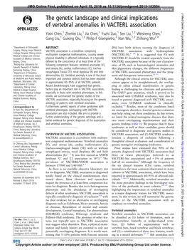 The Genetic Landscape and Clinical Implications of Vertebral Anomalies